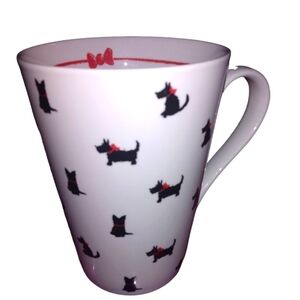 Scottie Dog Mug Konitz Germany Porcelain Black Dog-Red Bow Handled Gifts 4.75"